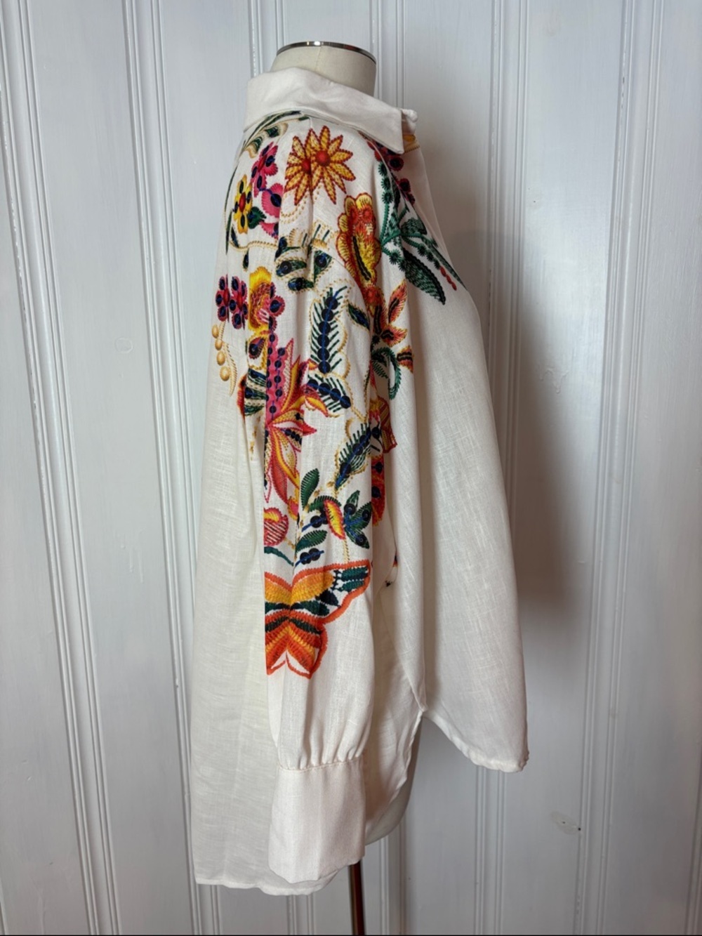 NWT INTUITION Paris Oversized High-Low Botanical Print Button-Up Shirt - M/L - Picture 2 of 9
